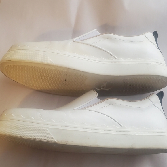 Chloe Lauren Scalloped Slip On White Leather. Platform Trainers Sz 42 womens - Picture 10 of 10